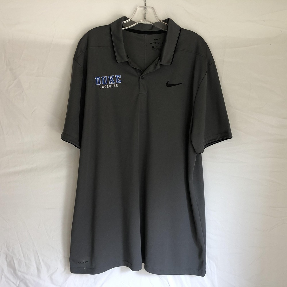 Duke Blue Devils Polo Shirt Mens XL Gray NCAA Lacrosse Nike Dri Fit Performance